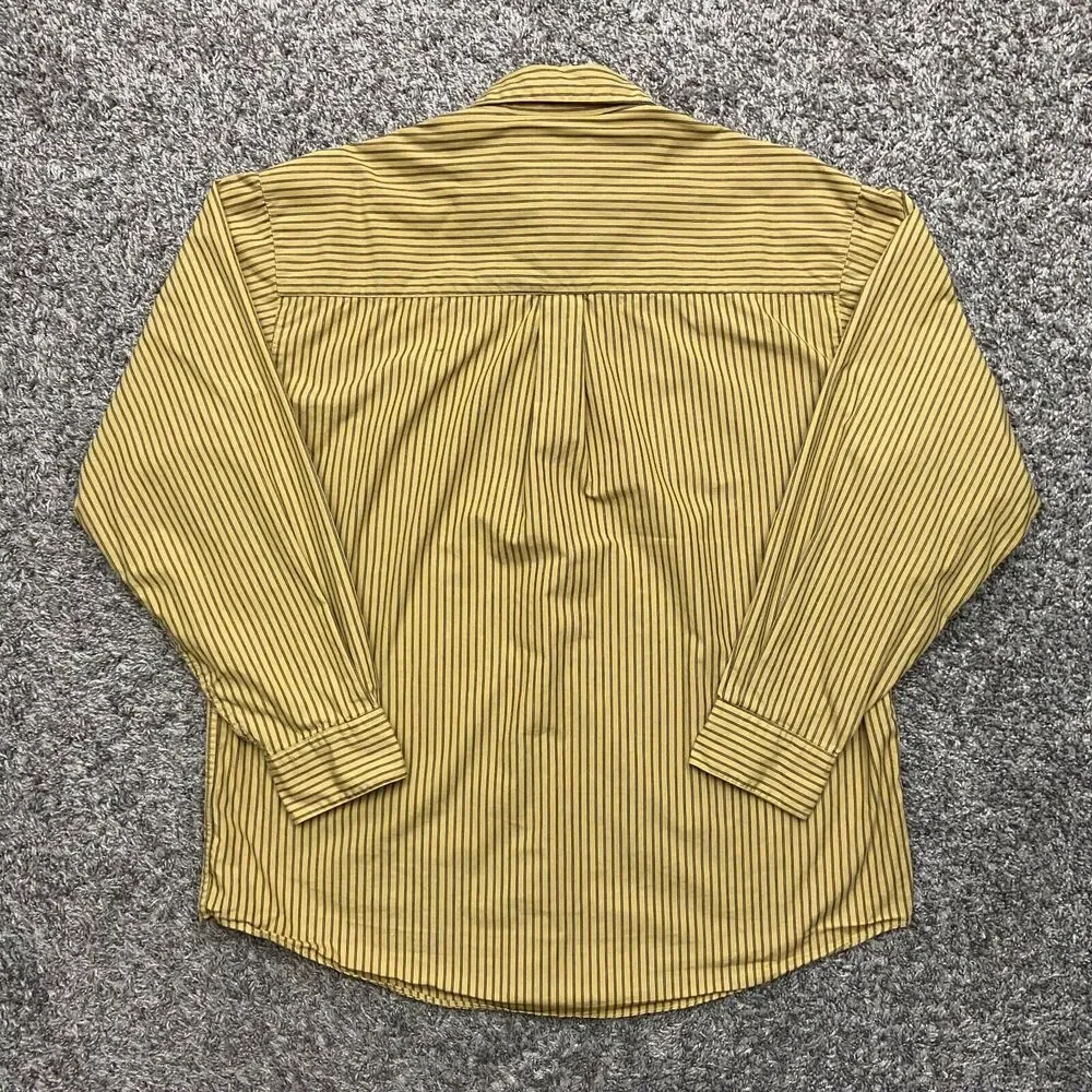 Vintage Striped Button Down Shirt Long Sleeve Vertical Stripe y2k Brown Large - Picture 8 of 8